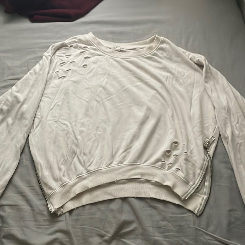 white cropped sweater